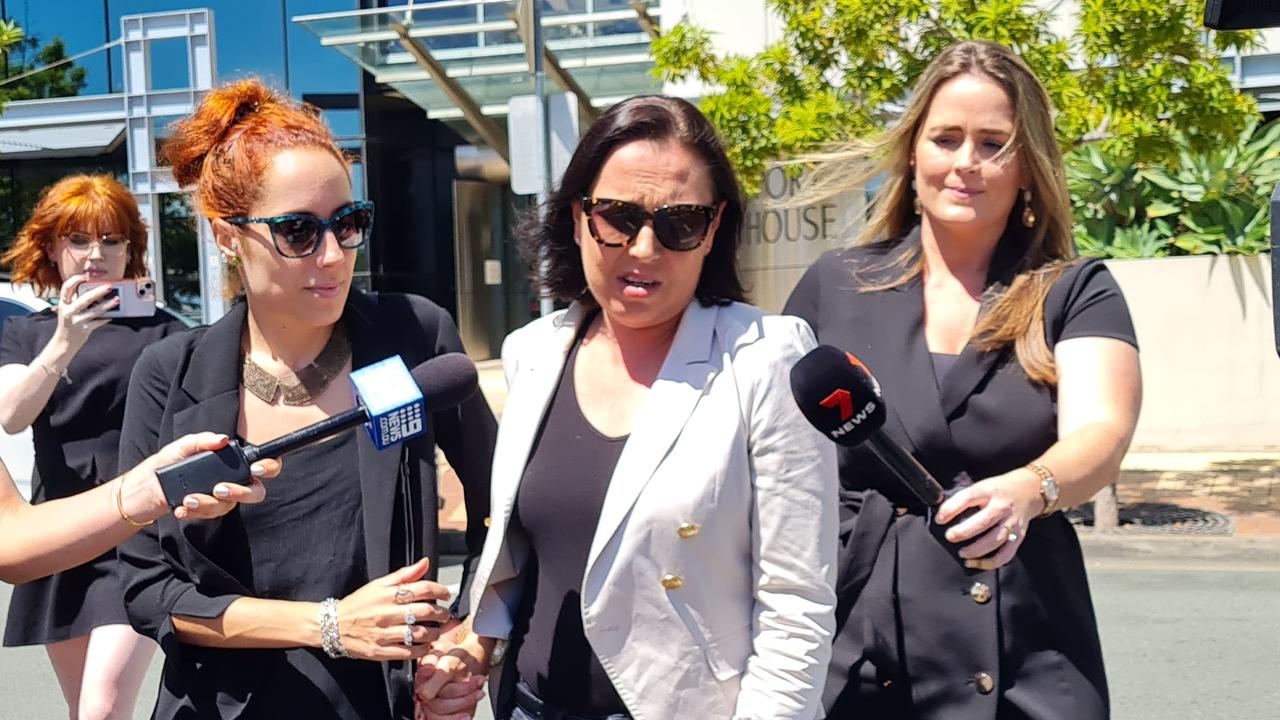 Carlson (centre) avoided a conviction after entering a recognisance order of $1500. She was also ordered to be of good behaviour for nine months. Picture: NCA NewsWire / Blake Antrobus