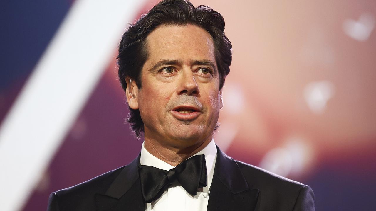 MELBOURNE, AUSTRALIA - SEPTEMBER 18: AFL CEO Gillon McLachlan speaks during the 2022 Brownlow Medal at Crown Entertainment Complex on September 18, 2022 in Melbourne, Australia. (Photo by Daniel Pockett/AFL Photos/via Getty Images)