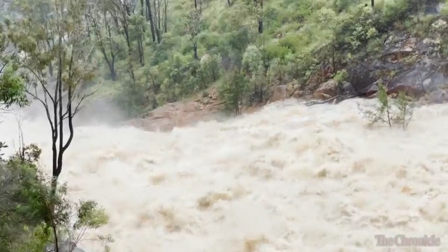 Water gushes over Perseverance spillway