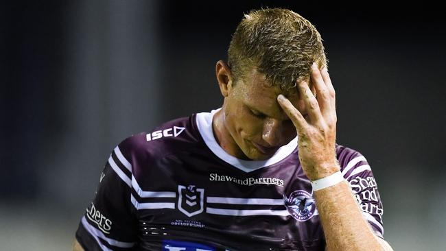 Manly will be without star fullback Tom Trbojevic for the opening rounds. Picture: Nathan Hopkins