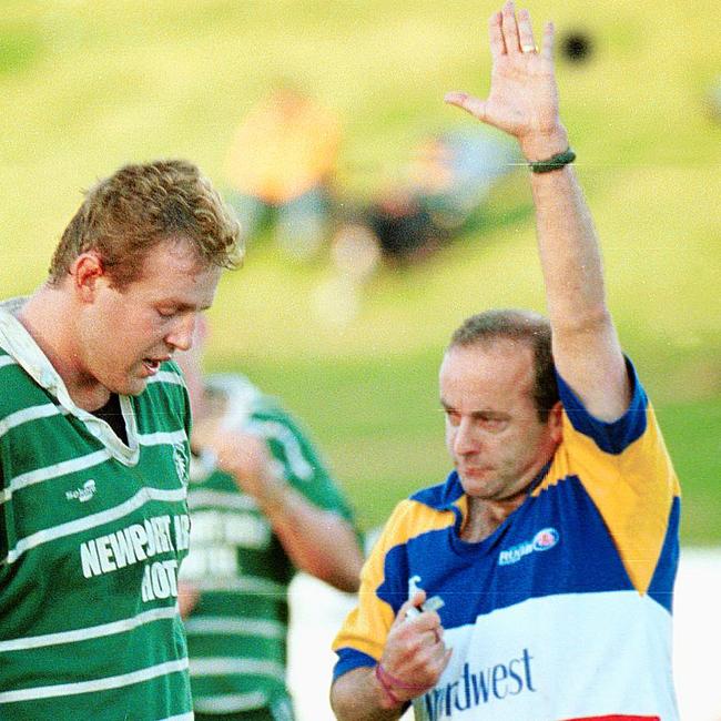 David Begg refereeing in the Shute Shield in 2002. Picture: Simon Dean