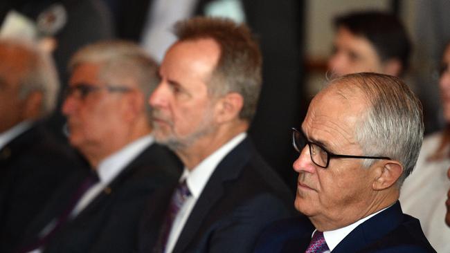 Malcolm Turnbull and Nigel Scullion at the Close the Gap parliamentary breakfast event. Picture: AAP