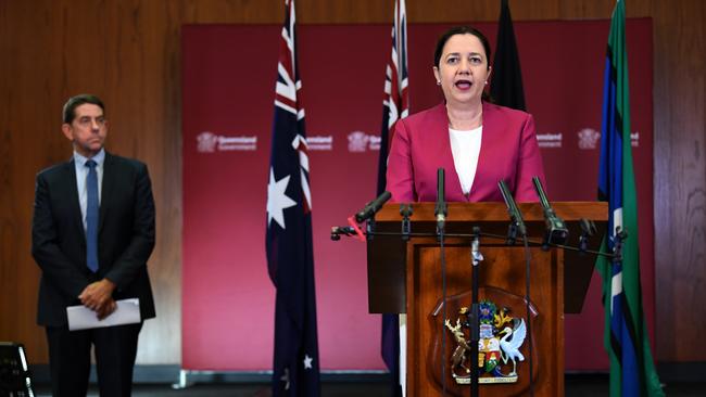 Annastacia Palaszczuk has said the government was quietly planning how to transform the Brisbane Convention Centre and the Ekka showgrounds, as well as vacant ­hotels and mining camps, into temporary field hospitals. Picture: AAP