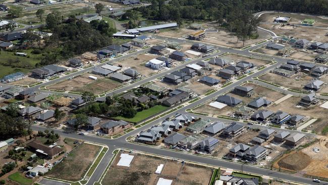 Aerial photo of new homes under construction in Kellyville. Picture: Jonathan Ng