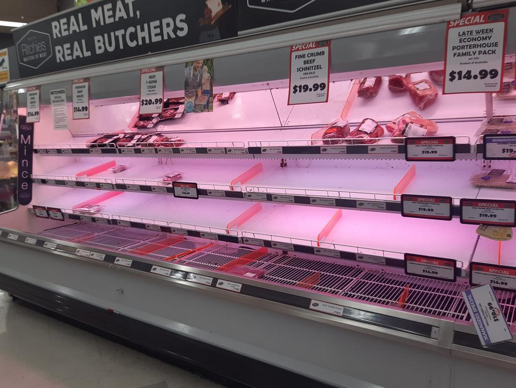 One Melbourne shopper posted this photo on Facebook of an empty looking meat section at their supermarket.