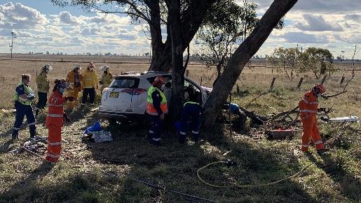 Betty Hall was killed in the crash, which occurred 10 kilometres south of Gilgandra. Picture: Ambulance NSW