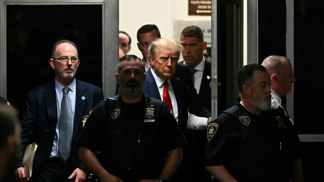 Donald Trump inside the Manhattan Criminal Courthouse in New York on Wedensday. Picture: AFP