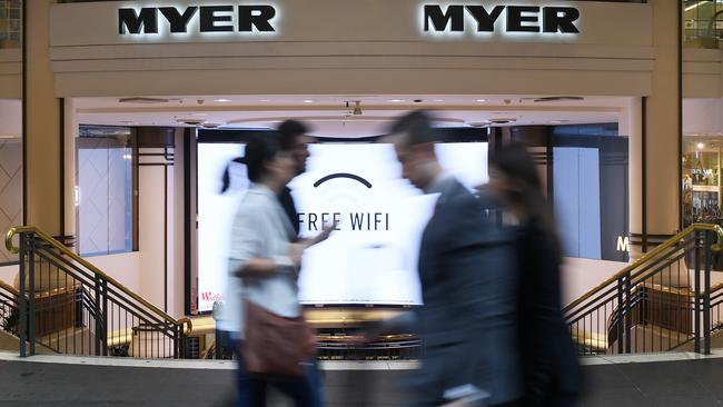 Myer's Pitt Street Mall store in Sydney. Picture: AAP I