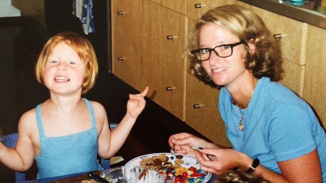 Janet Albrechtsen with her daughter Caitlin, 5, circa 1998. Sascha, 3, is just out of picture.