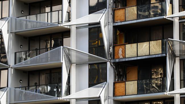 The Lacrosse Tower in Docklands was the site of a huge fire in 2014, spawning investigations into the use of combustible cladding in Victoria.