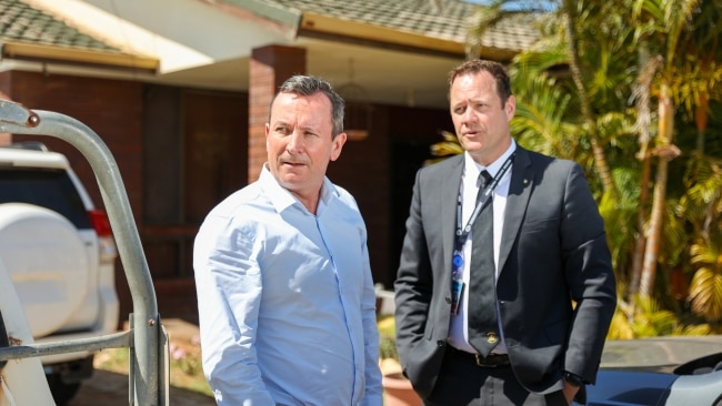 Mark McGowan is seen outside Cleo Smith's family home. Picture: Tamati Smith/Getty Images