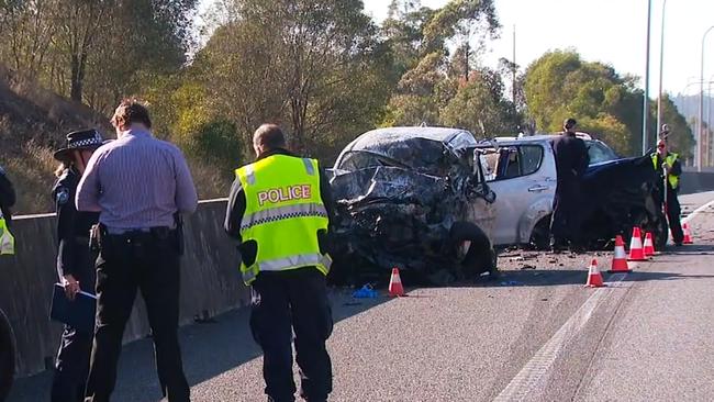 Rafferty Rolfe, 25, was the sole survivor of the fatal crash which involved three vehicles on the Bruce Highway at Federal on Thursday morning. Picture: 9News