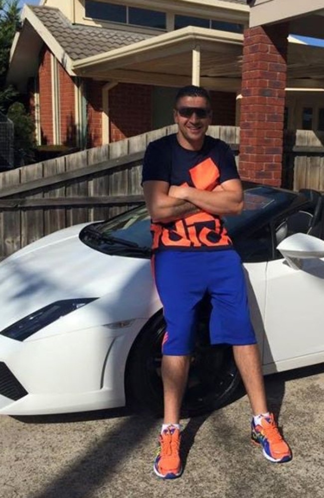 Kazem Hamad reclines on a sports car while on bail in 2010, he has since been deported to Iraq. Picture: Supplied