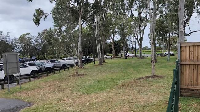 Dramatic footage shows a man towing a Toyota out of a trailer bay at Jacobs Well Boat Ramp on Saturday after it had blocked him in. Photo: Landos Down Under