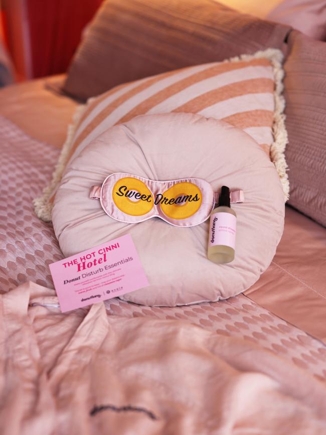The ‘Hot Cinni Suites’ feature cinnamon-donut-inspired decor and goodies. Picture: supplied