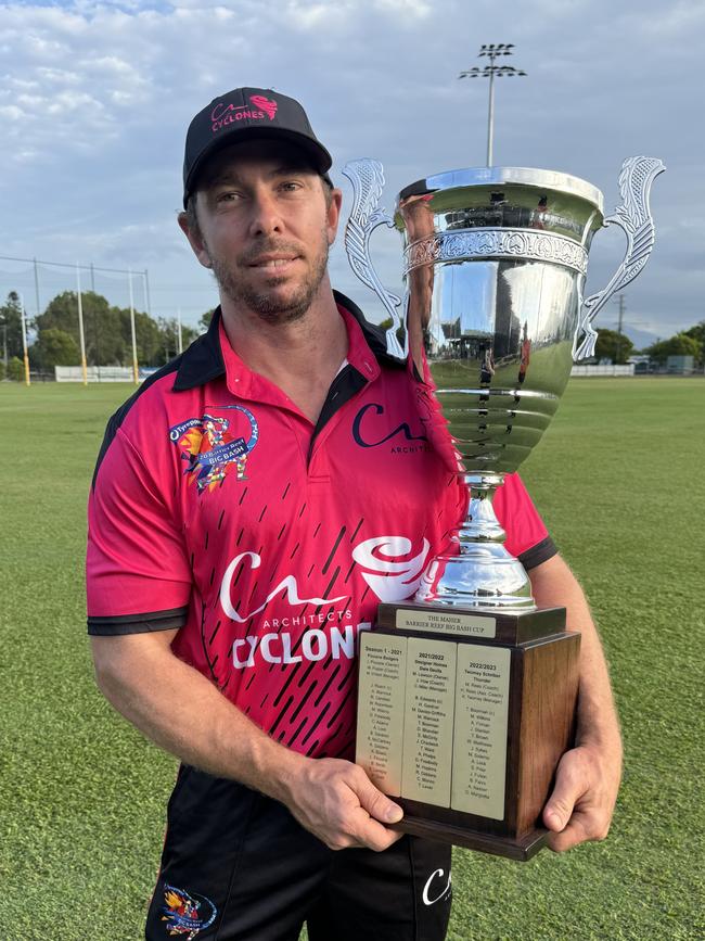 CA Architect Cyclones captain Angus Warnock with the Barrier Reef Big Bash trophy ahead of the final against Piccones Badgers. Picture: Cameron Miller