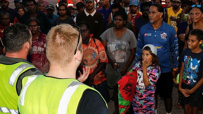 Residents of Borroloola evacuated from their flood-hit town.