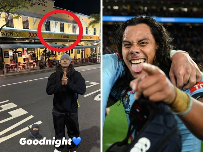 Jarome Luai's photo in front of the iconic Caxton Hotel shows he has had the last laugh. Photo: Instagram.