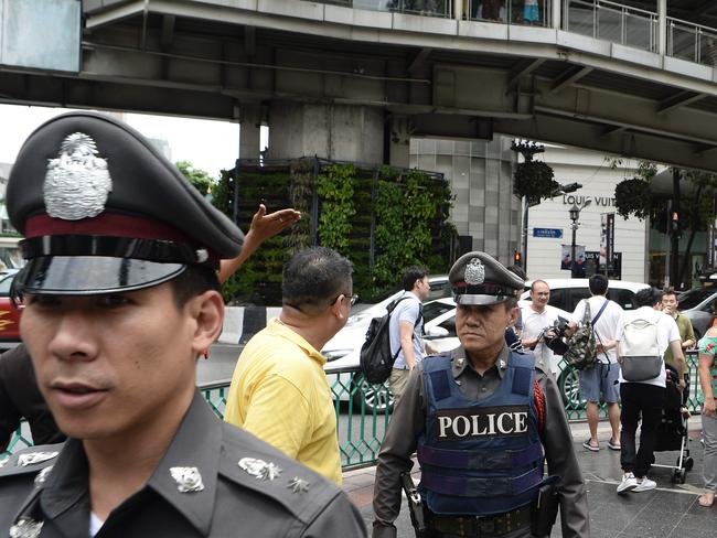 Authorities increase security following a new string of bomb attacks in Thailand. Picture: AFP.