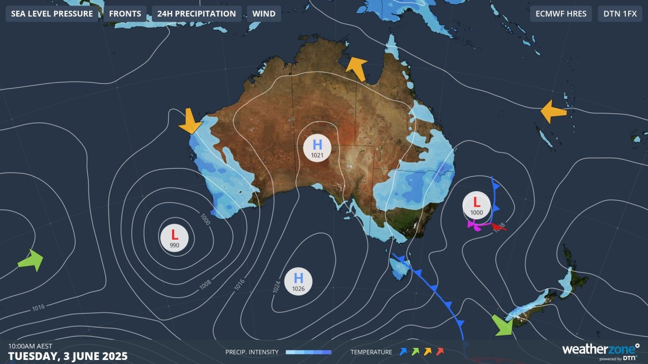 Rain chart for Tuesday, June 3. Picture: WeatherZone.