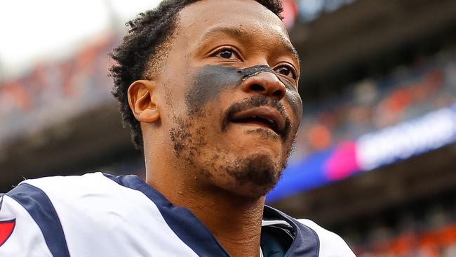 DENVER, CO - NOVEMBER 4: Wide receiver Demaryius Thomas #87 of the Houston Texans walks off the field after warming up before a game against the Denver Broncos at Broncos Stadium at Mile High on November 4, 2018 in Denver, Colorado.   Justin Edmonds/Getty Images/AFP == FOR NEWSPAPERS, INTERNET, TELCOS & TELEVISION USE ONLY ==