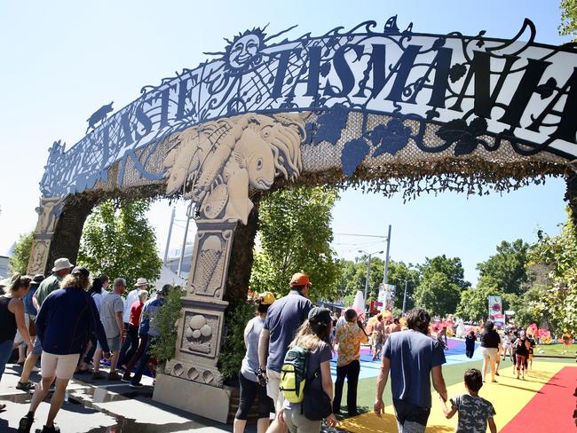 Crowds pass through the Taste entry on the first day. Picture: EDDIE SAFARIK