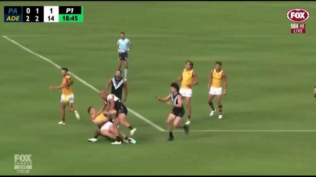 Port star in hot water over head-high bump in AFL practice match