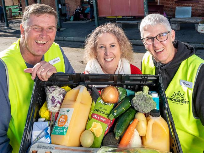 Food Share delivery at the Korong  Vale Hotel .Louise Bowley ( red jumper )Alister and Nannette .Picture:Rob Leeson.