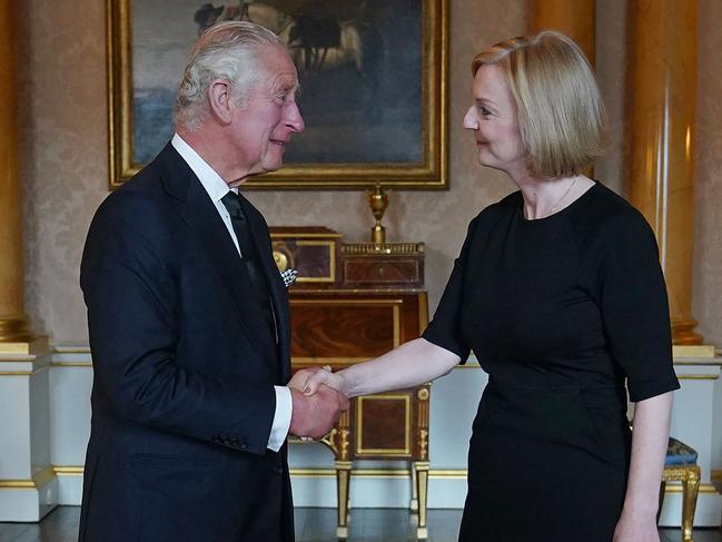 Britain's King Charles III greets Britain's Prime Minister Liz Truss. Picture: AFP.