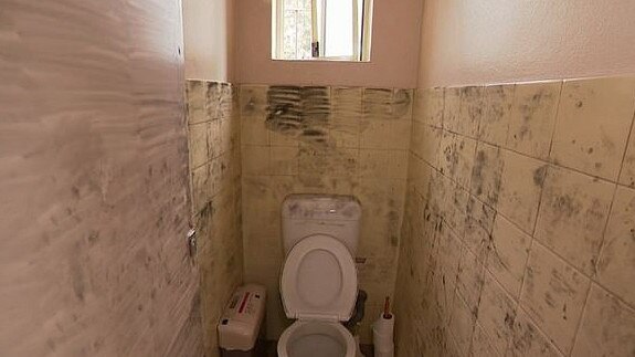 The bathroom inside of a Kogarah dance studio where a young girl was rescued from being sexually assaulted.