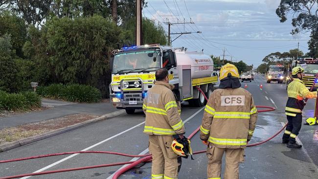 Six firefighters were called to Aldinga Rd, Willunga, to tackle the fire. Picture: SA CFS