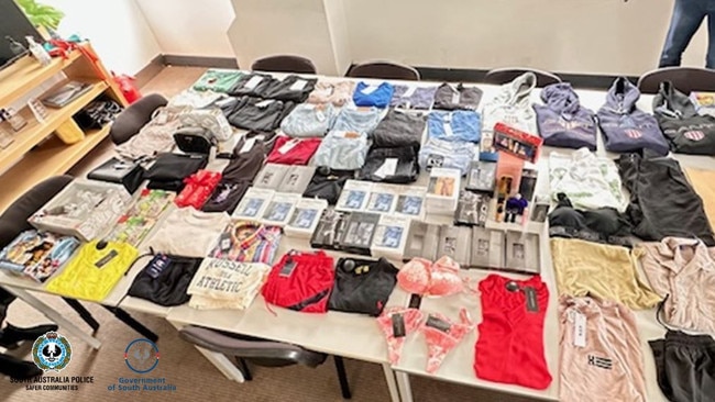 Police recovered more than $18,000 worth of stolen goods during Operation Measure, including luxury clothing, fragrances, toys and electronics. Picture: SA Police