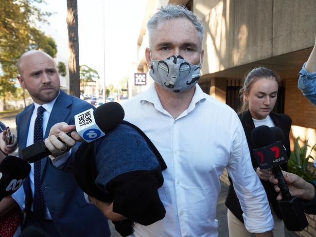 Mr Thomson leaving Gosford Police Station in November 2021. Picture: David Swift