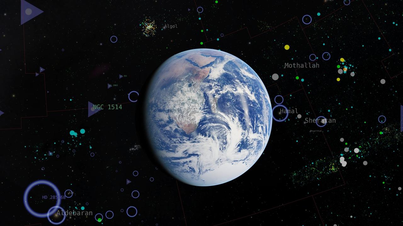 Our solar system is a busy place, with 1715 stars currently enjoying a clear view of planet Earth, a new study has found. But is another civilisation using any of those stars to confirm life on Earth the way that our astronomers use stars to try to assess the possibility of life on other planets? Picture: OpenSpace.