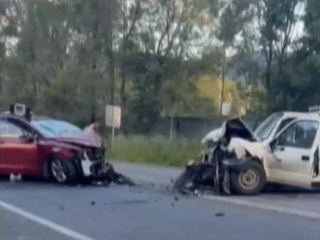 Scene of a serious two-car crash on Tamborine Mountain Rd. Picture: 9 Gold Coast News