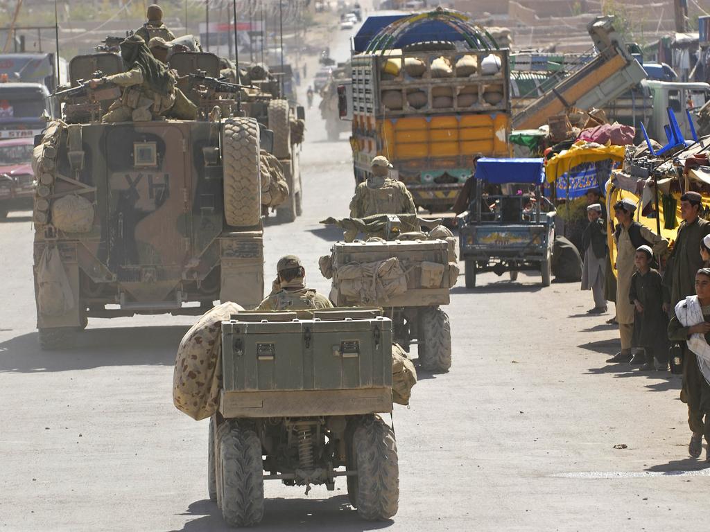 A Special Operations Task Group convoy moves through Tarin Kowt in Oruzgan Province, Afghanistan. Picture: Department of Defence