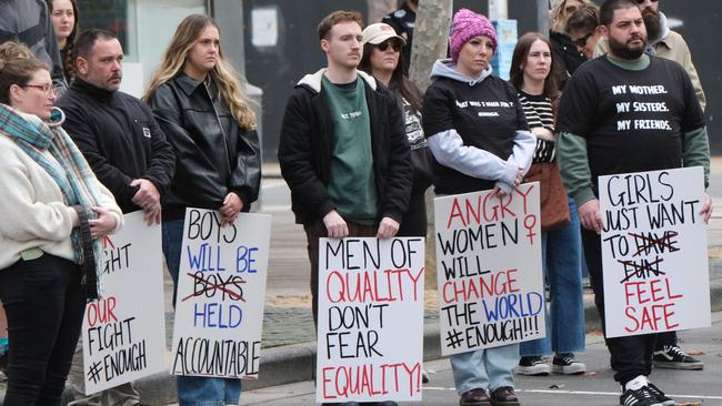 “No More” rally held in Lt Malop St mall. Picture: Mark Wilson