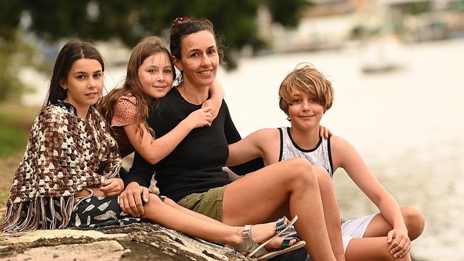 Sarah Matthews, with children Vera, 11, Eleanora, 9, and Israel, 12. Picture: Lyndon Mechielsen