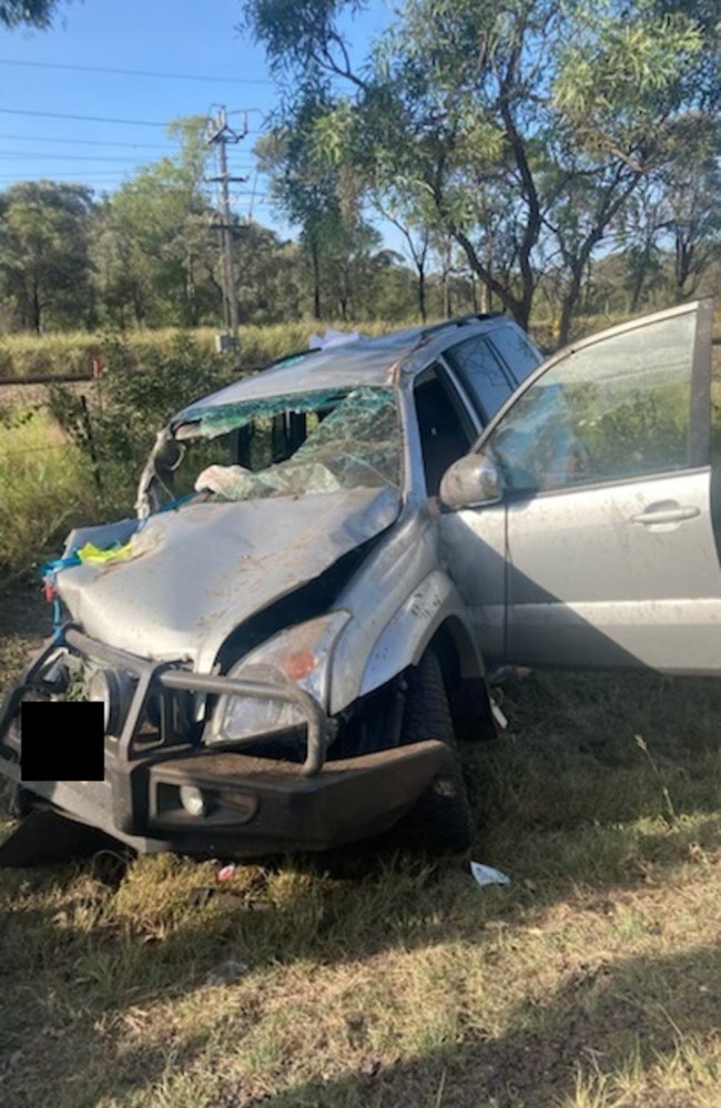 A 33-year-old Mackay woman was trapped after serious head-on collision on the Peak Downs Highway. The RACQ CQ Rescue Service chopper flew her to Mackay Base Hospital with leg and arm injuries. Picture: RACQ CQ Rescue Service