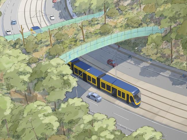 Artist impressions of Gold Coast light rail Stage 3B - Burleigh Heads to Gold Coast Airport. GCB exclusive until March 7 2020. Picture: Supplied