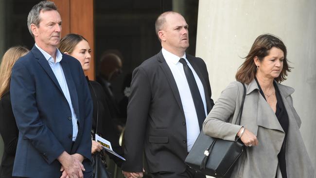 Neale Daniher and his wife Jan attend the funeral. Picture: Tony Gough