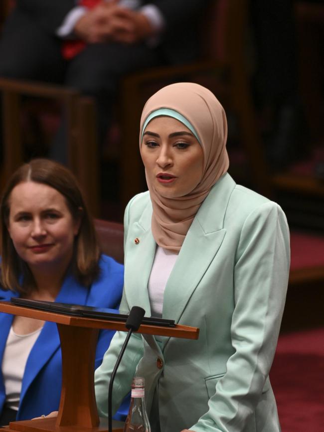 Senator Payman gives her first speech in the Senate. Picture: NewsWire / Martin Ollman