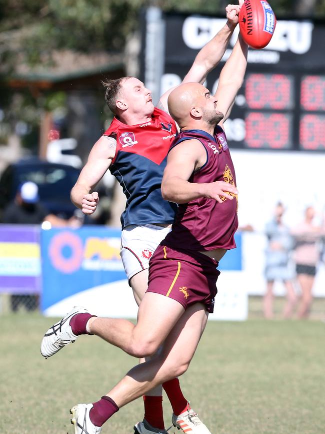 QAFL semi-final between Palm Beach Currumbin and Surfers Paradise at Salk Oval. Photo of John Anthony and Brody Haberfield