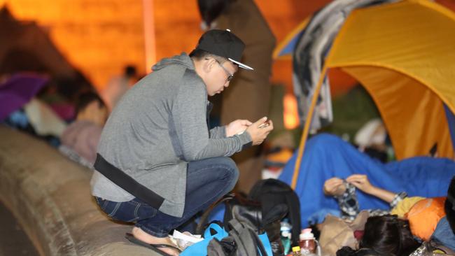 New Year’s revellers camp out. Picture: Dean Asher