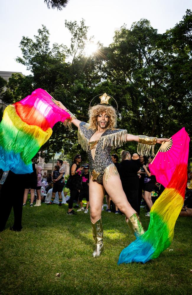 Drag King Magnus Opium gearing up for the parade. Picture: NewsWire / Ben Symons