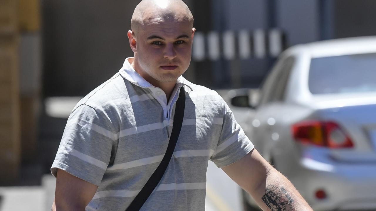 Shannen Bartel on bail is seen leaving the Adelaide Magistrates court.