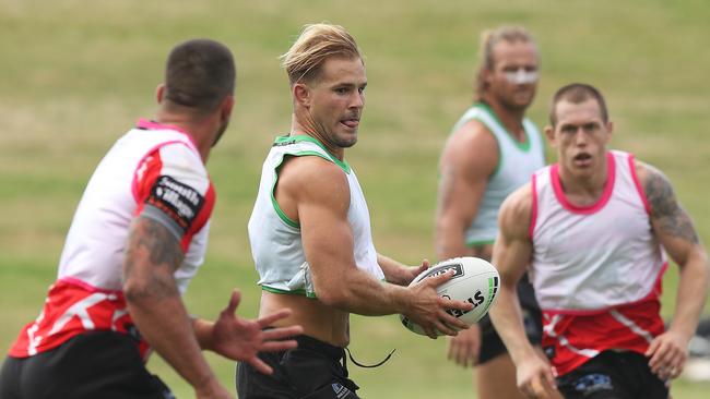 Jack de Belin training for the St George Dragons at WIN Stadium in Wollongong. Picture: Brett Costello