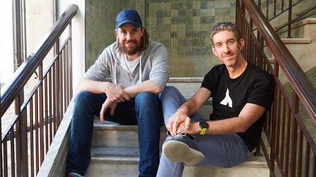 Mike Cannon-Brookes (left) and Scott Farquhar founded Atlassian 23 years ago and have helmed the company jointly ever since.