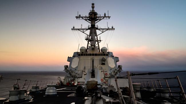 The guided-missile destroyer USS Chung-Hoon sailed through the Taiwan Strait earlier this month. Picture AFP.