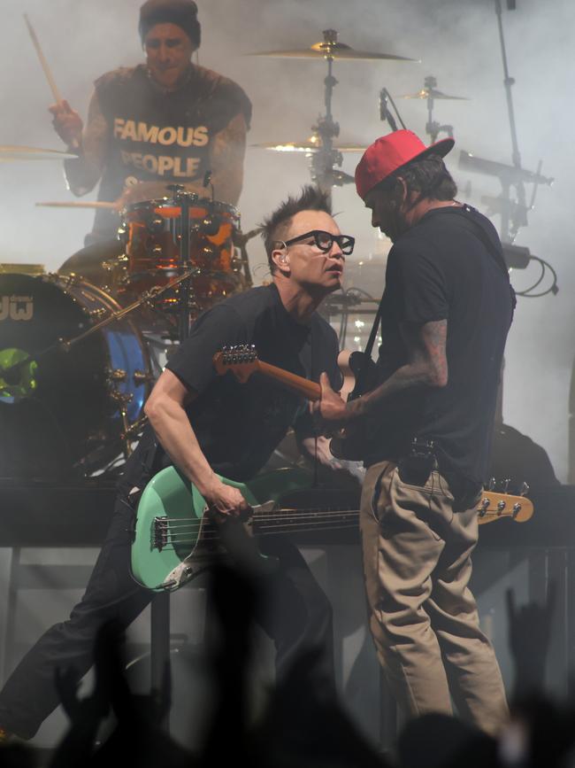 Blink-182 performing in Adelaide last week. Picture: Kelly Barnes